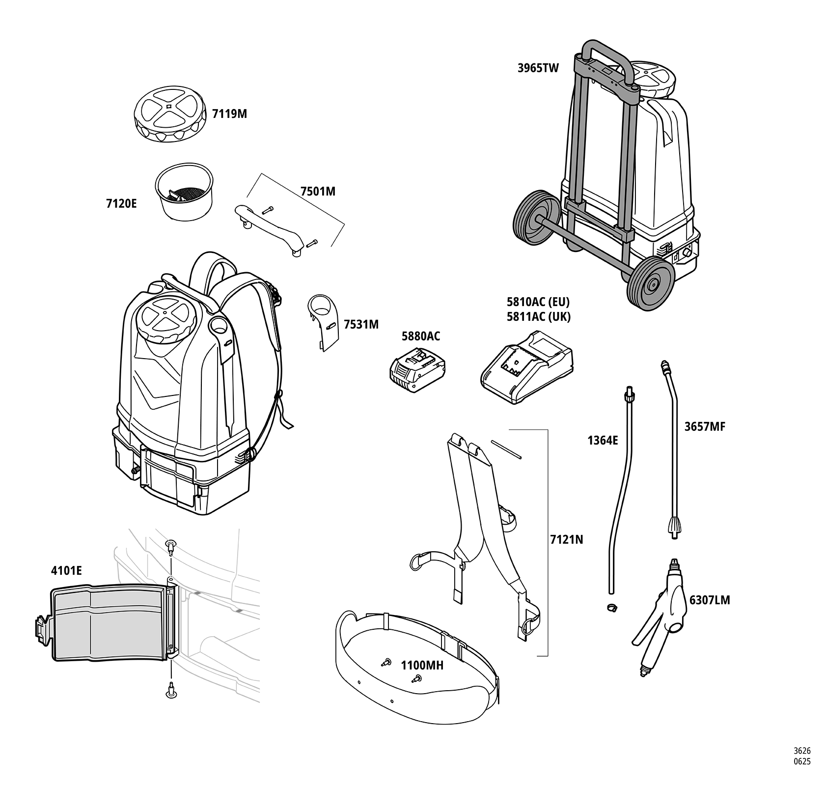 e.RS185 Battery-backpack sprayer