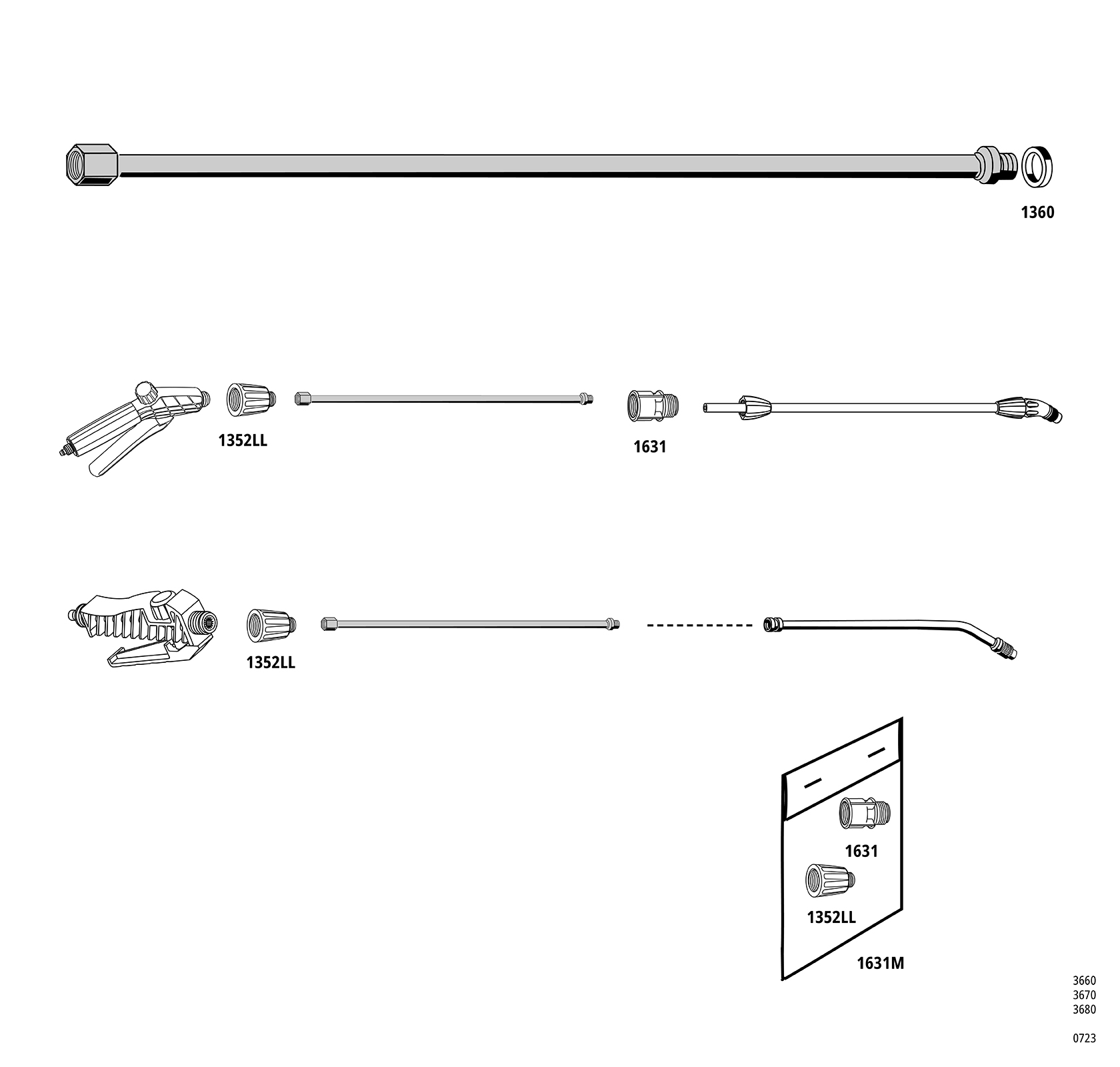 Extension lance 50 cm, brass