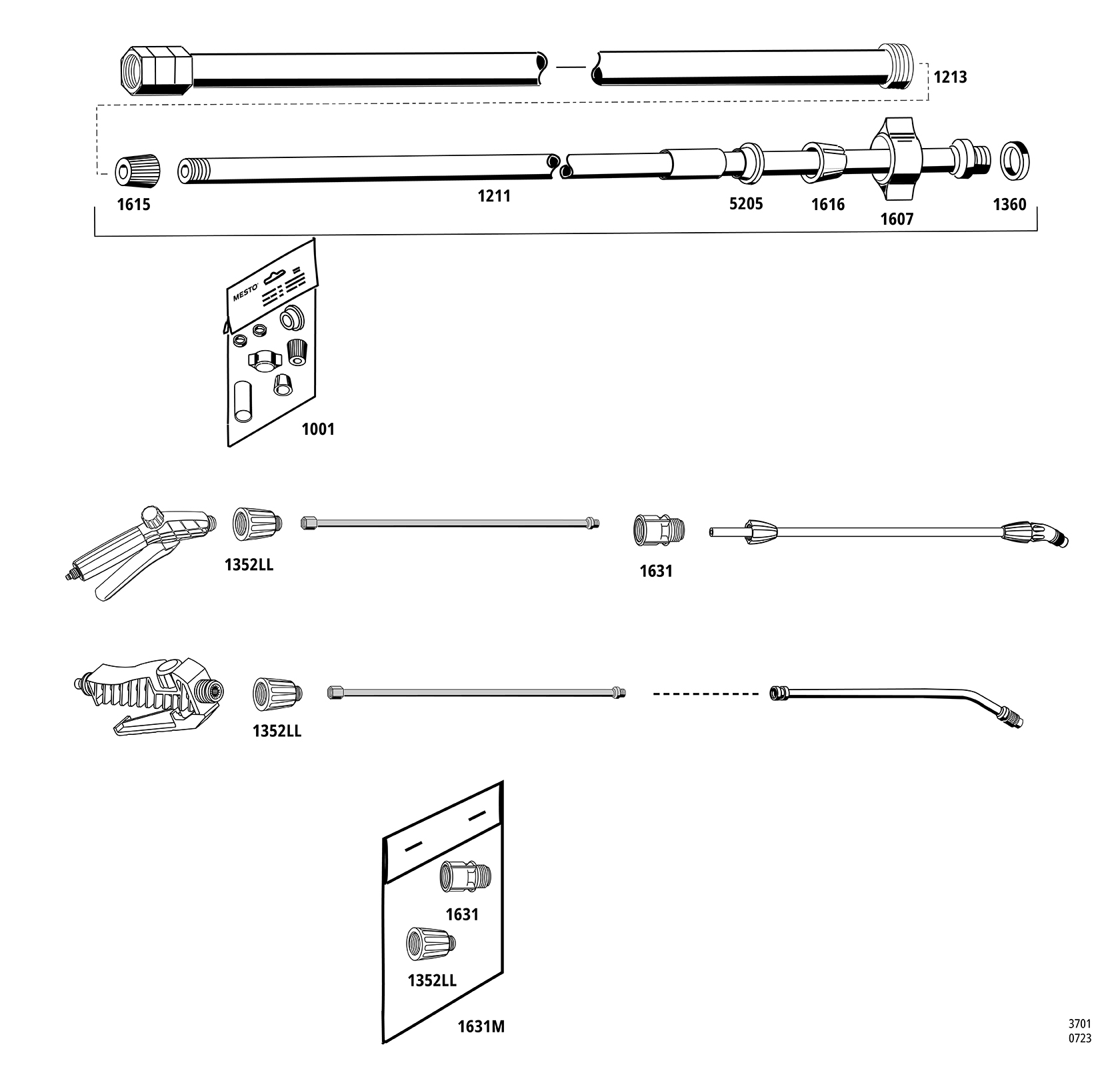 Telescopic lance 107-200cm