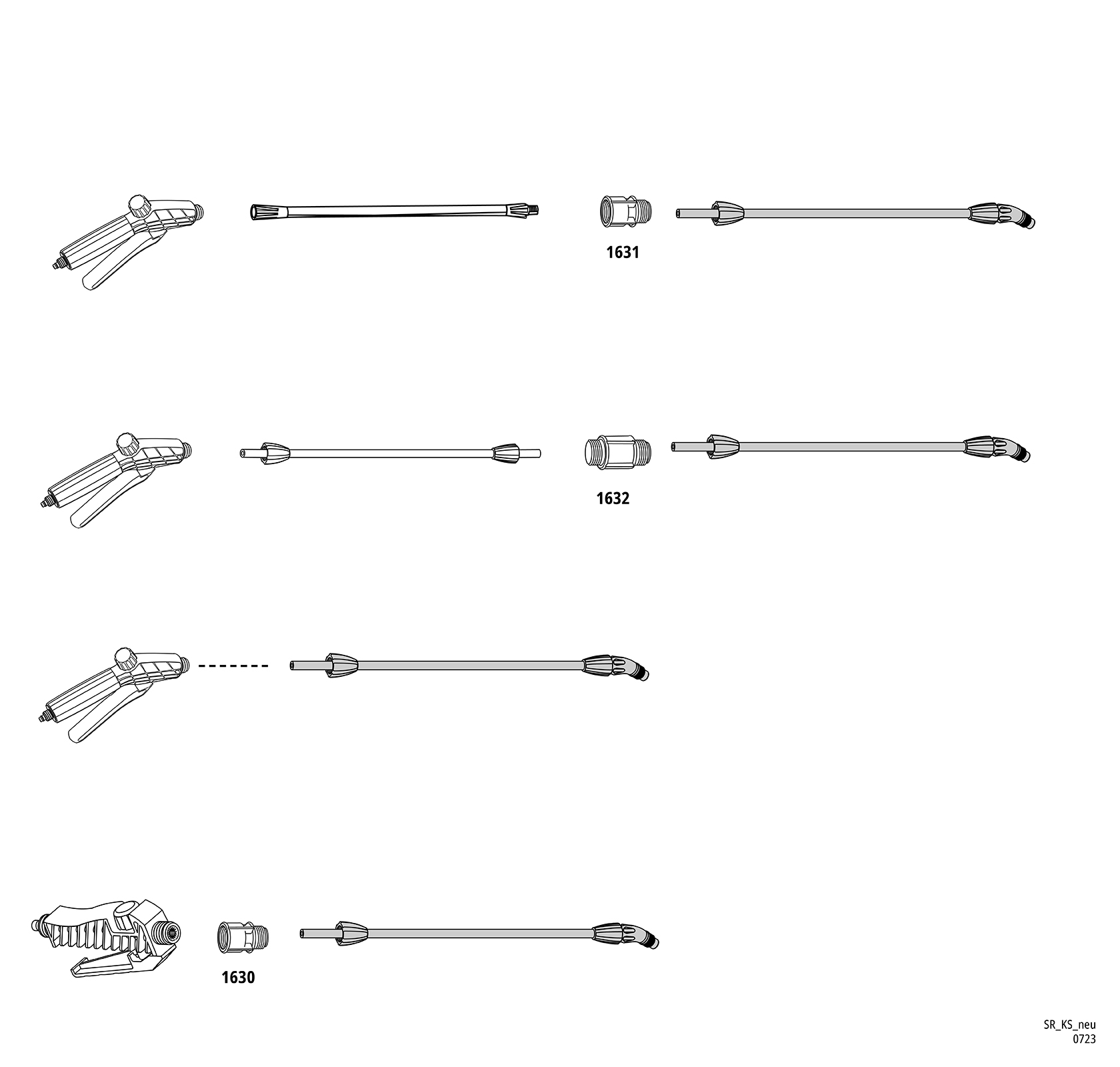 spray lance, plastic, 48 cm with nozzle 1428P, EPDM
